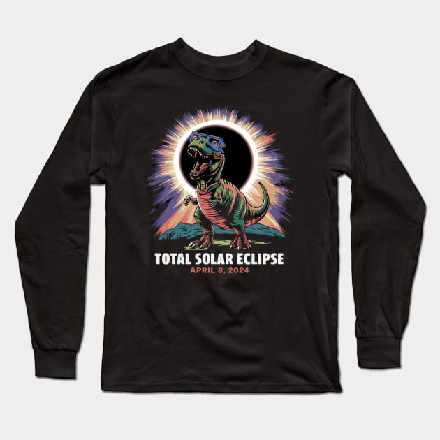 Eclipse Viewing Dino design – April 8, 2024 Long Sleeve T-Shirt by WEARWORLD